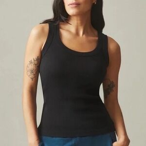 American Giant Classic Tank Top Black Ribbed Cotton Spandex Size S